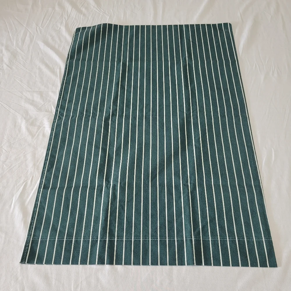 Vintage Pillowcase Green & White Pinstripe Bed Linens Pillow Cover Striped Decor